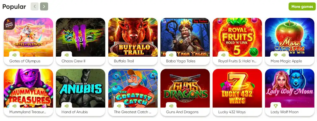 Fresh Casino popular games